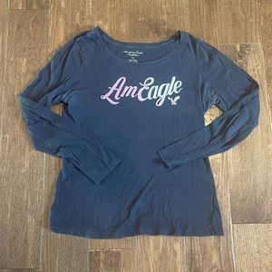 American Eagle Long Sleeve Dark Gray With Sparkle Pink